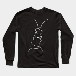 Addictive Kiss | One Line Drawing | One Line Art | Minimal | Minimalist Long Sleeve T-Shirt